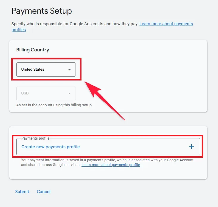 Google Ads Billing Setup
