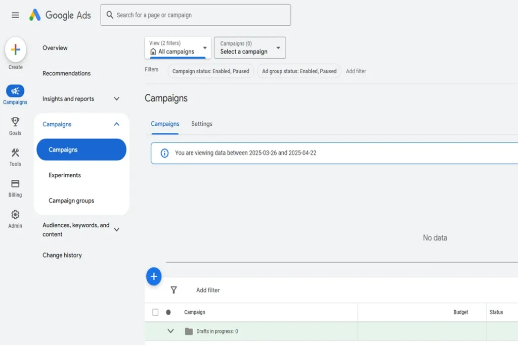  the Google Ads Dashboard